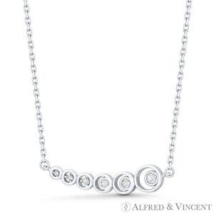 Curved Bar CZ Crystal Journey Pendant in .925 Sterling Silver